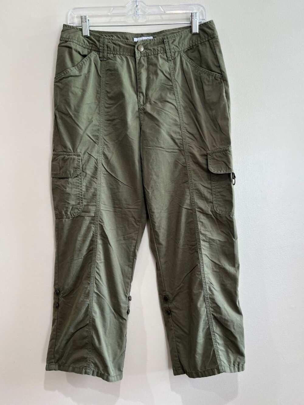 Caribbean Joe Cropped Cargo Pants Womens 8 Army Green Convertible Baggy